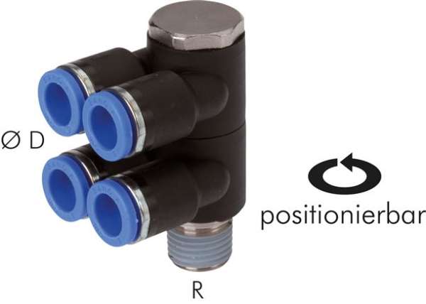 Racrod push-in, 4 intrari R 3/8&quot;-4mm, IQS standard
