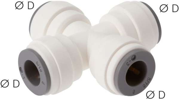 Racord push-in cruce 1/4&quot; (6.35 mm), IQS-LE