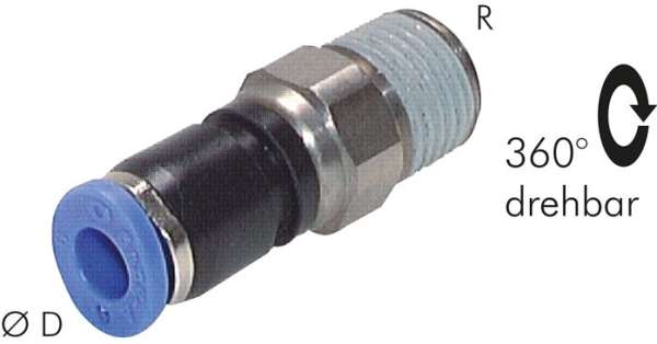 Racord push-in drept, rotativ cu rulment R 1/2&quot;-12mm, IQS standard