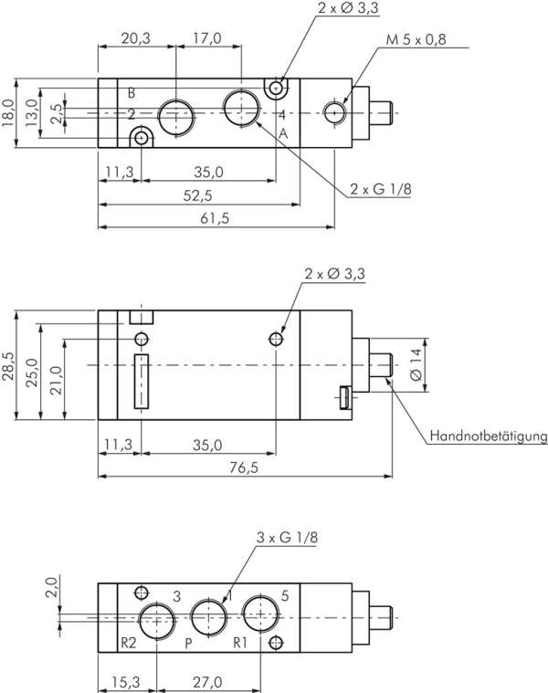 Valva pneumatica 5/2, G 1/8" - YPC