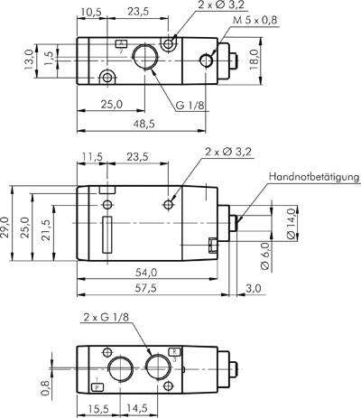 Valva pneumatic 3/2, G 1/8", deschis (NO) - YPC