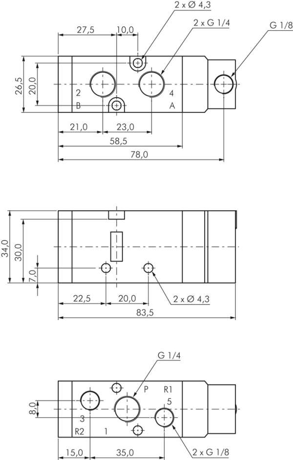 Valva pneumatic 5/2, G 1/4&quot;- YPC