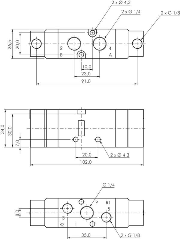 Valva pneumatic 3/2, G 1/4"- YPC