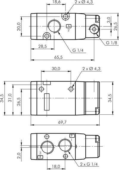 Valva pneumatic 3/2, G 1/4&quot;, inchis (NC)- YPC