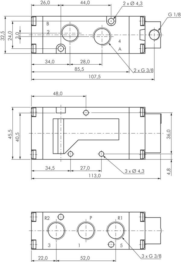 Valva pneumatic 5/2, G 3/8"- YPC