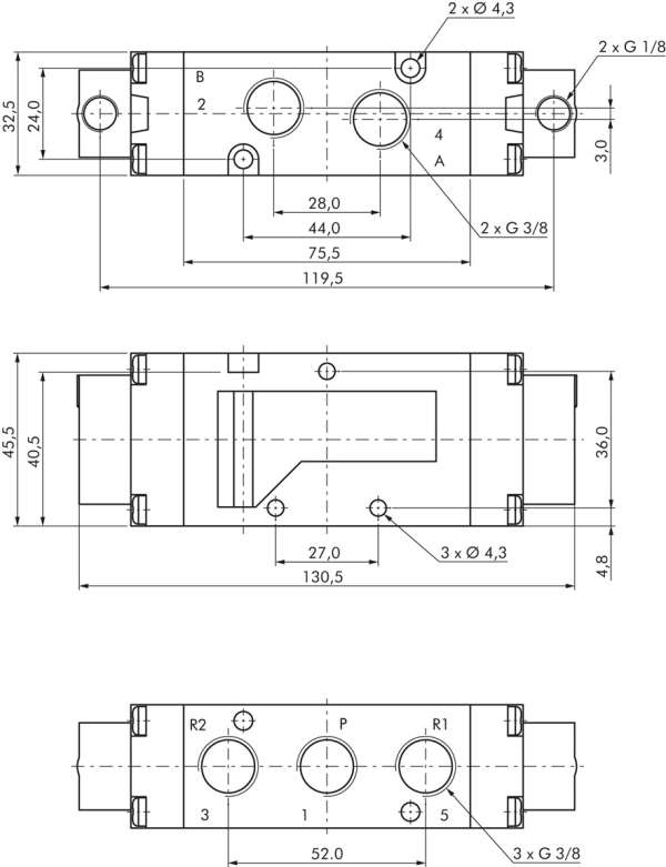 Valva pneumatic 5/2, G 3/8"- YPC