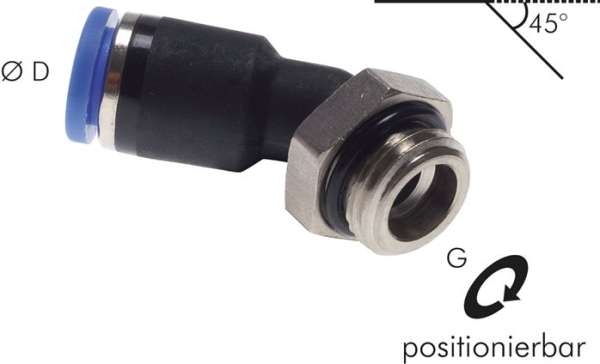 Racord push-in 45° G 1/8&quot;-6mm, IQS standard