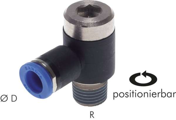 Racord push-in cot, .R 1/4&quot;-10mm, IQS standard