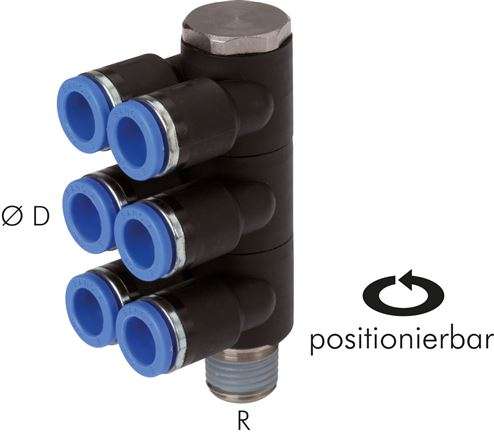 Racord push-in ,6 intrari R 1/2&quot;-8mm, IQS standard