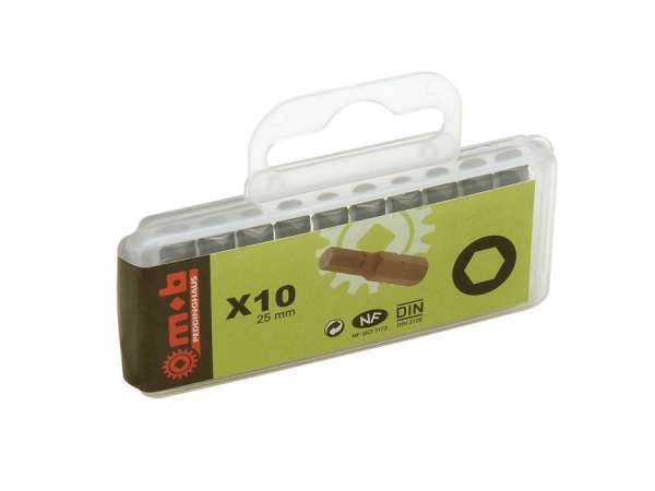 SET 10 BITURI 1/4" HEXAGONAL HX 2,5X25