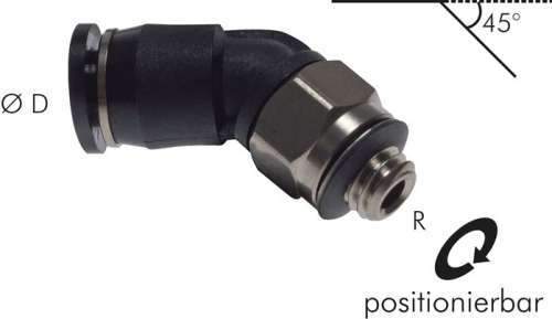 Racord push-in 45° R 1/8&quot;-4mm, IQS mini